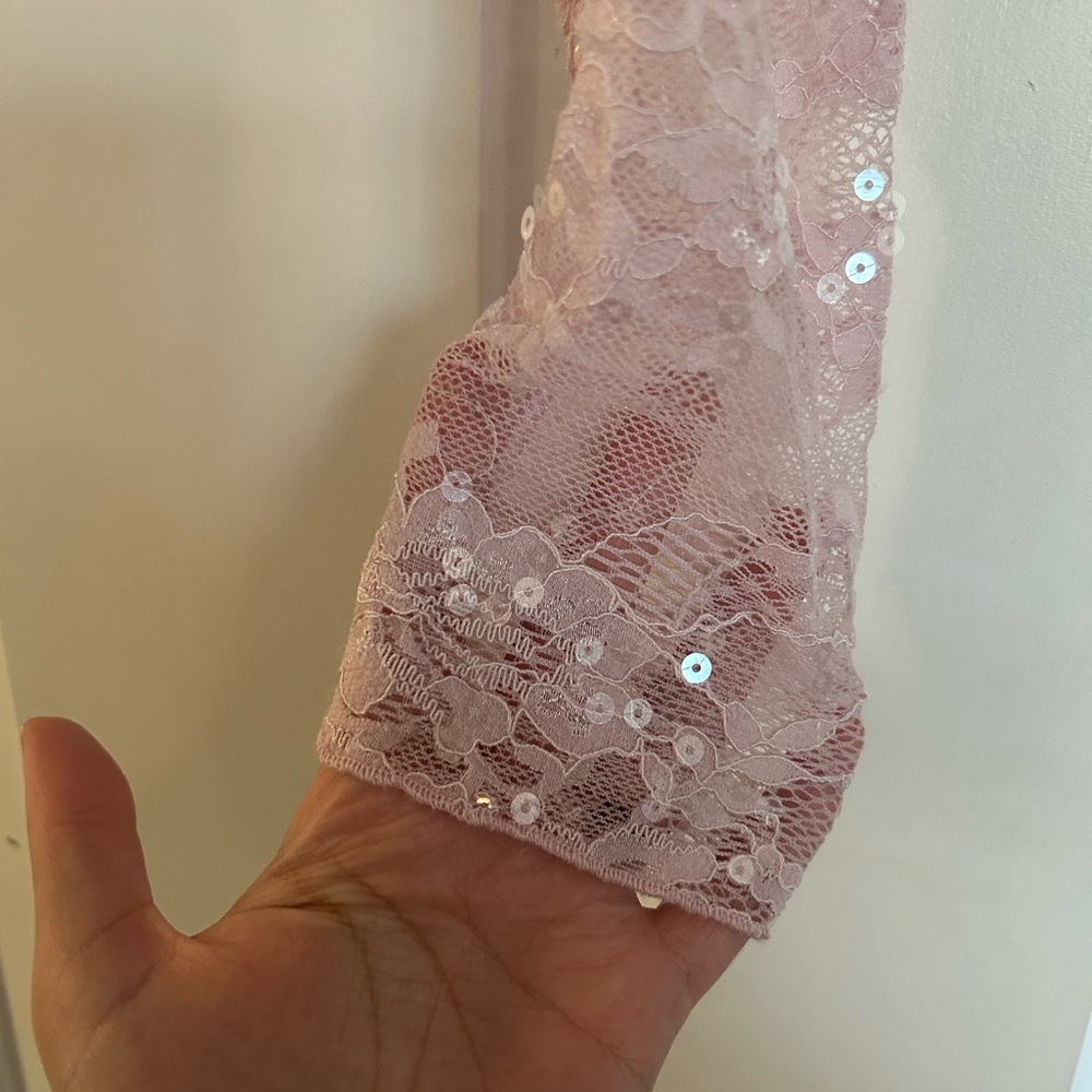 Wild Fable Pink Long Sleeve Lace Sequin Top - Picture 5 of 8
